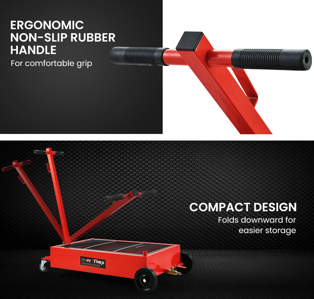57L Low Profile Mobile Waste Oil Drainer, Heavy Duty, T-Rex