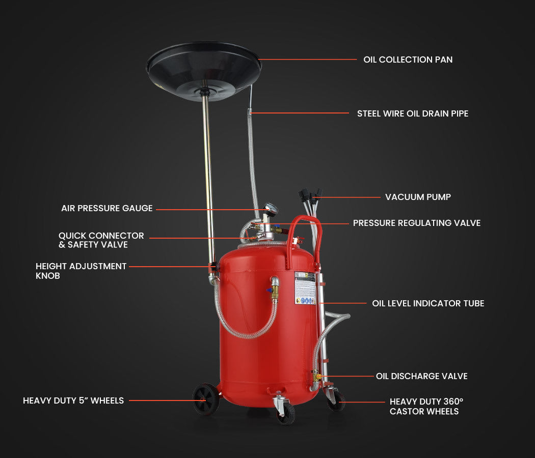 80L Pneumatic Waste Oil Drainer with Telescopic Shaft - T-Rex