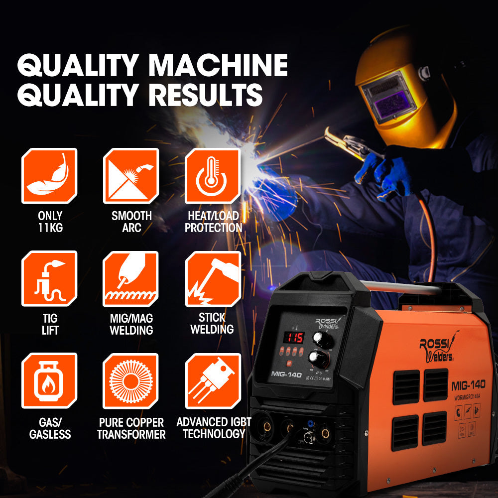 Rossi MIG-140 Multi-Purpose Welder 140A MIG/MAG/MMA/TIG Inverter