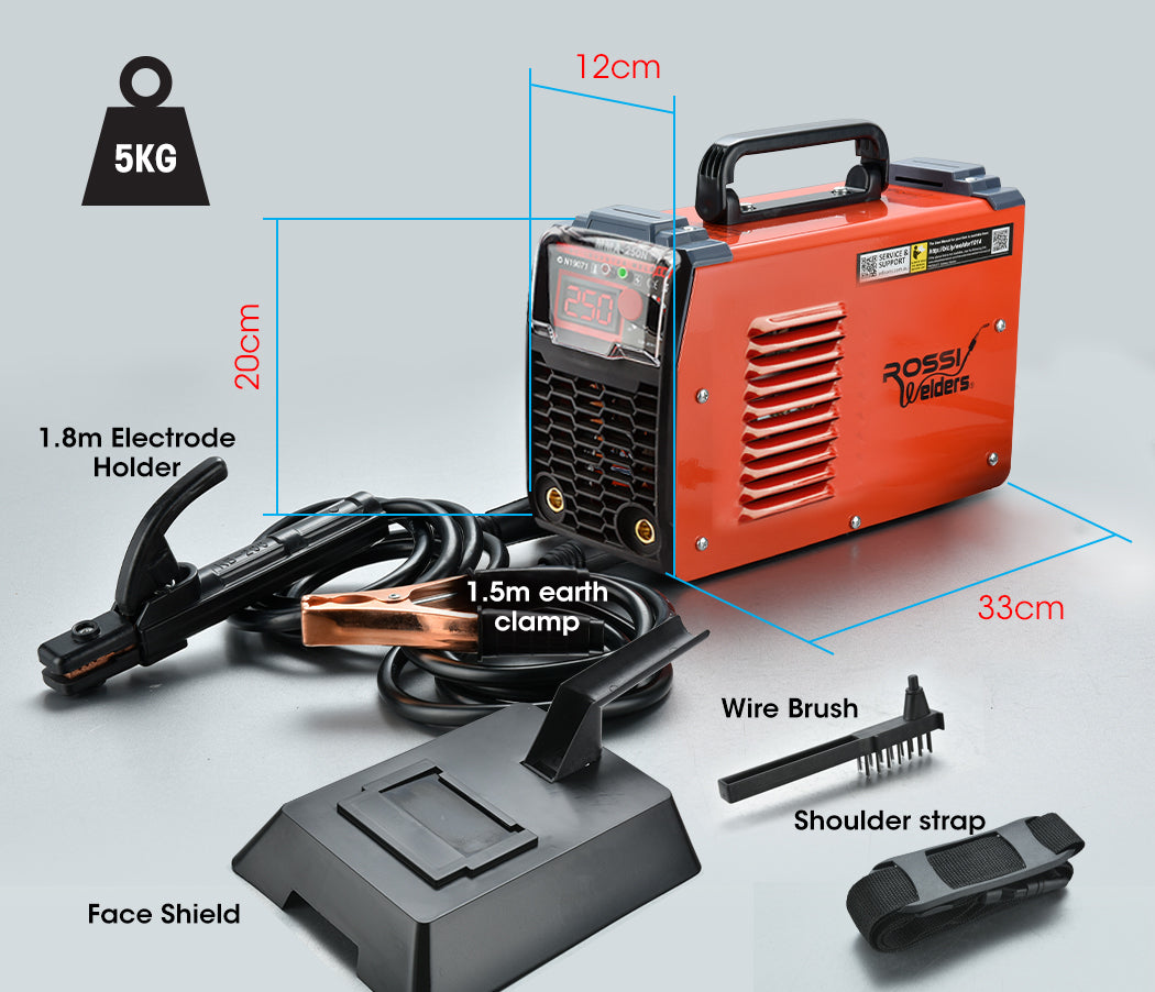 Rossi 250 Amp Portable Stick Welder Arc MMA Inverter 15A Plug
