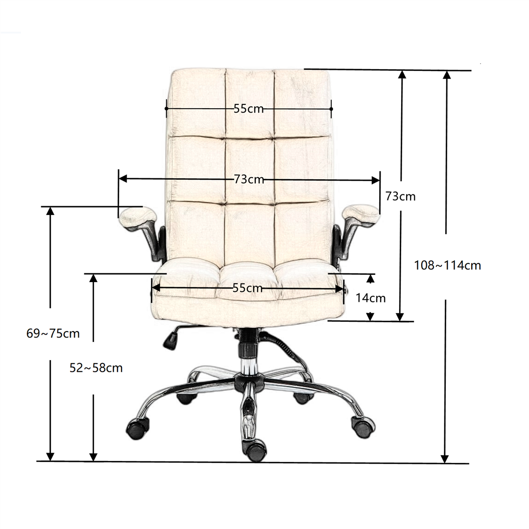 Ergonomic Velvet Swivel Office Chair, Tilt & Flip Arms, Beige