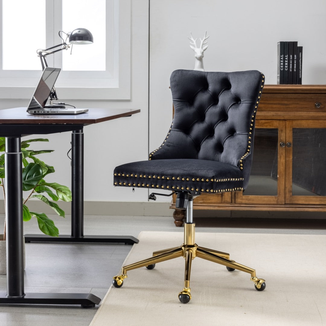 Velvet Home Office Chair- Black