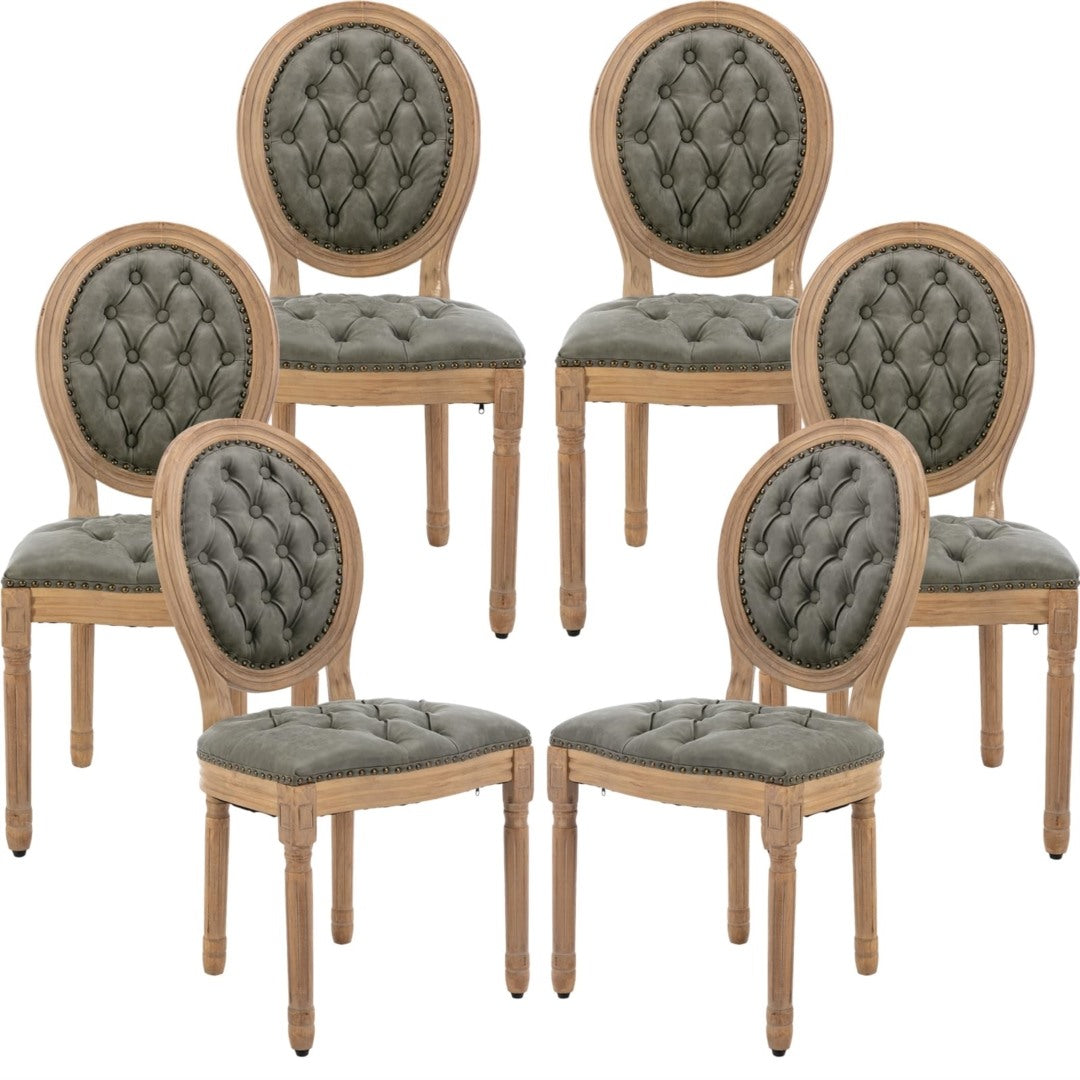 Velvet Faux Leather Dining Chairs with Wood Frame, Set of 6