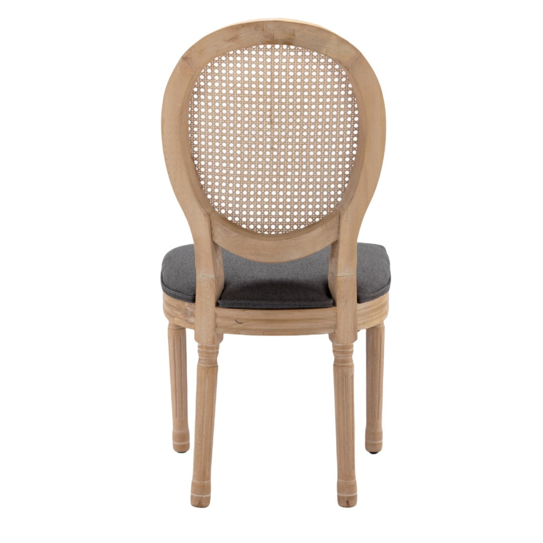 Vintage French Upholstered Rattan Dining Chairs Set of 6 - AADEN