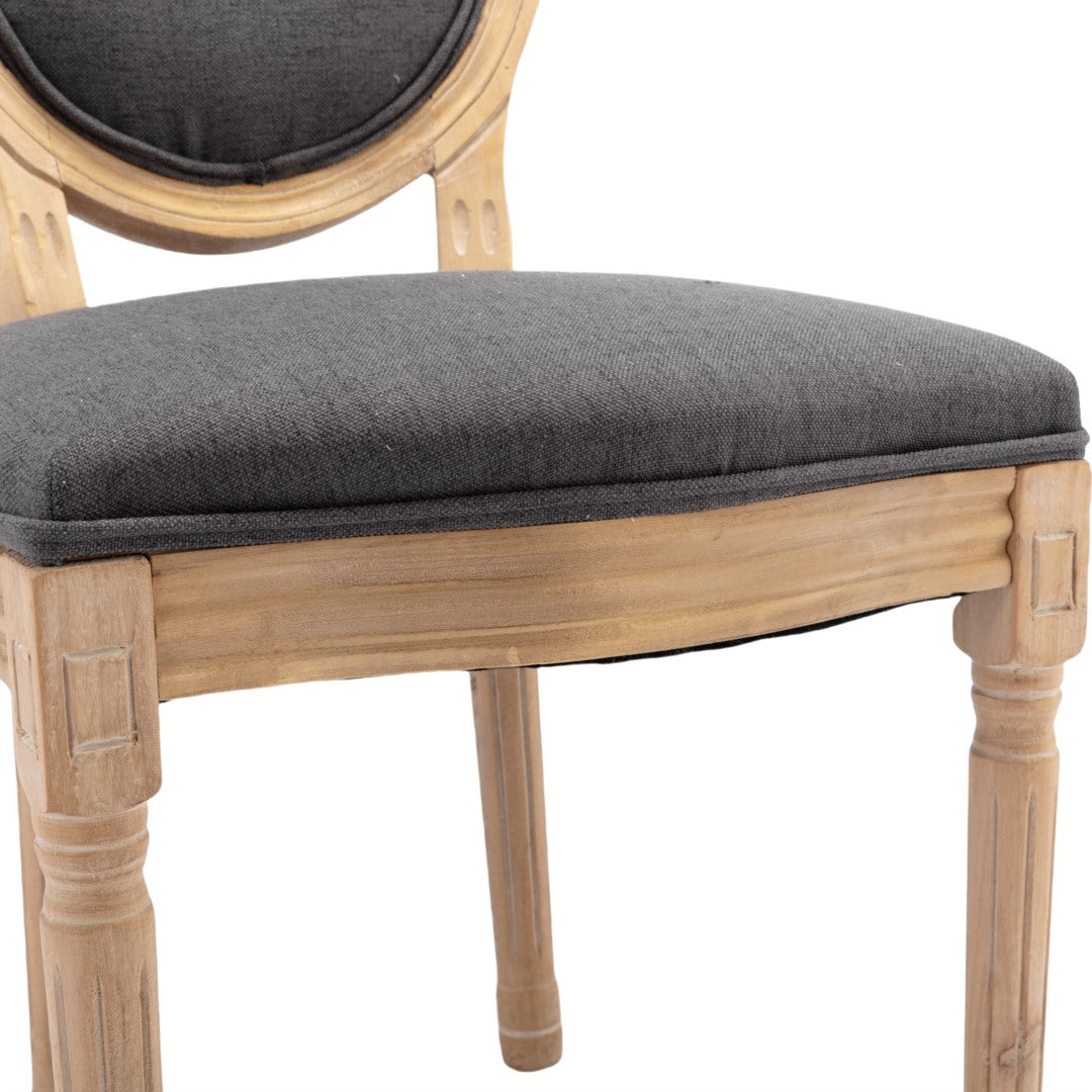 Elegant Linen Dining Chairs with Round Backrest - Grey, AADEN