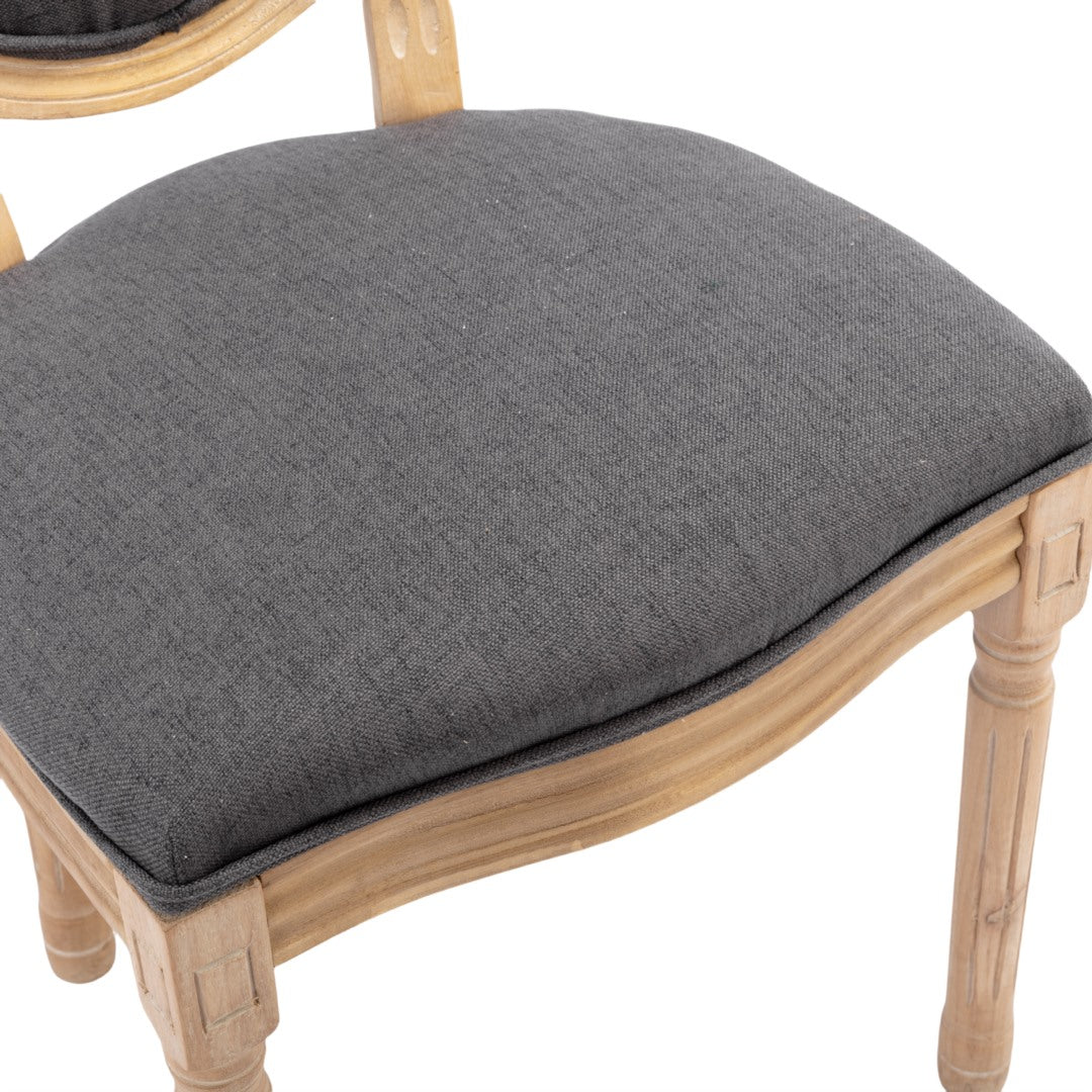 Elegant Linen Dining Chairs with Round Backrest - Grey, AADEN