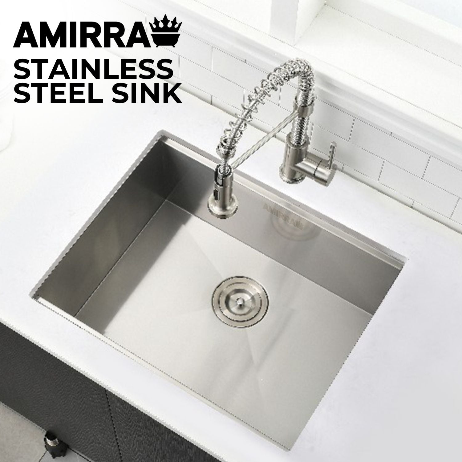 Scratch-Proof Stainless Steel Kitchen Sink 450x300mm - AMIRRA