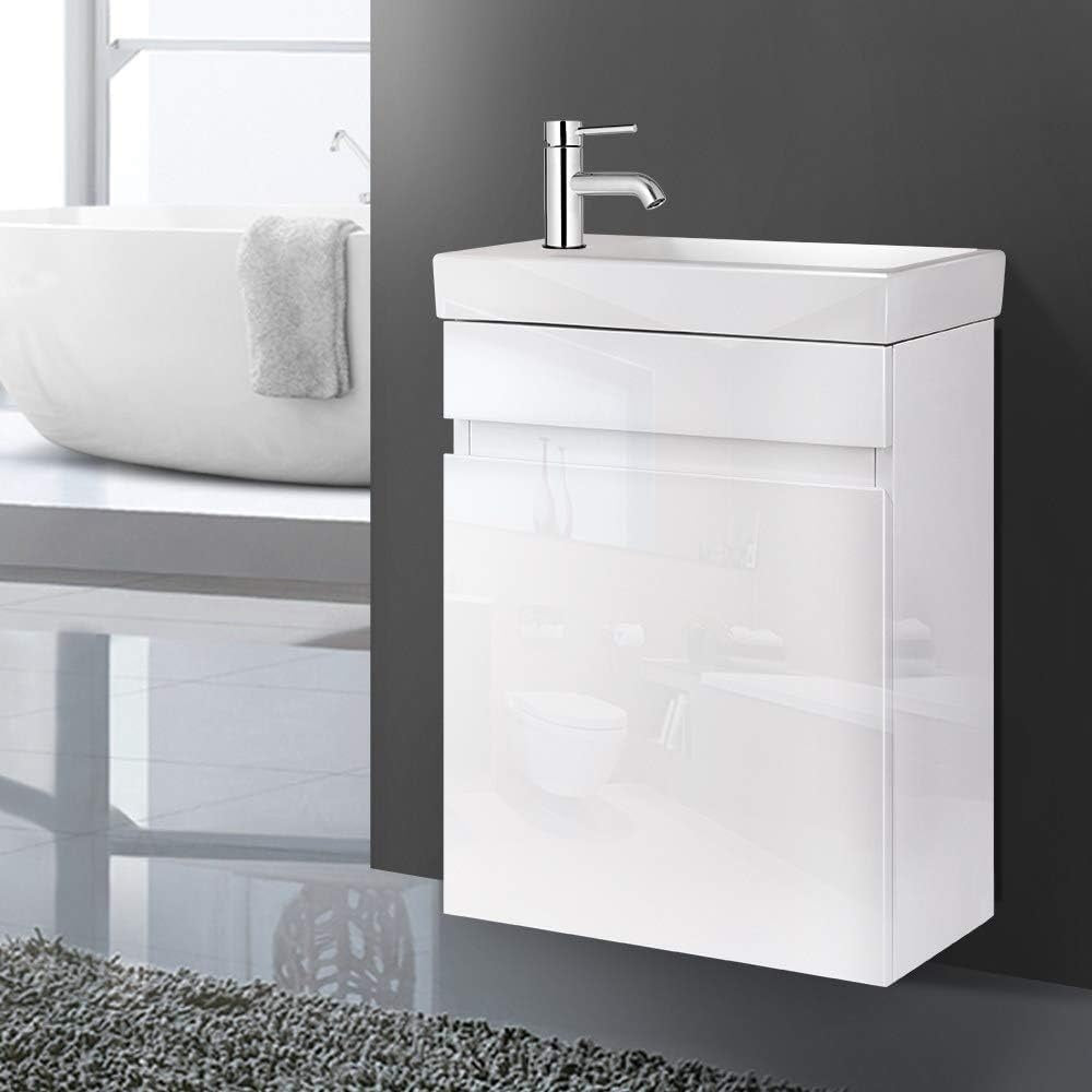 AMIRRA Slim Bathroom Vanity Cabinet with Basin Bowl (White)