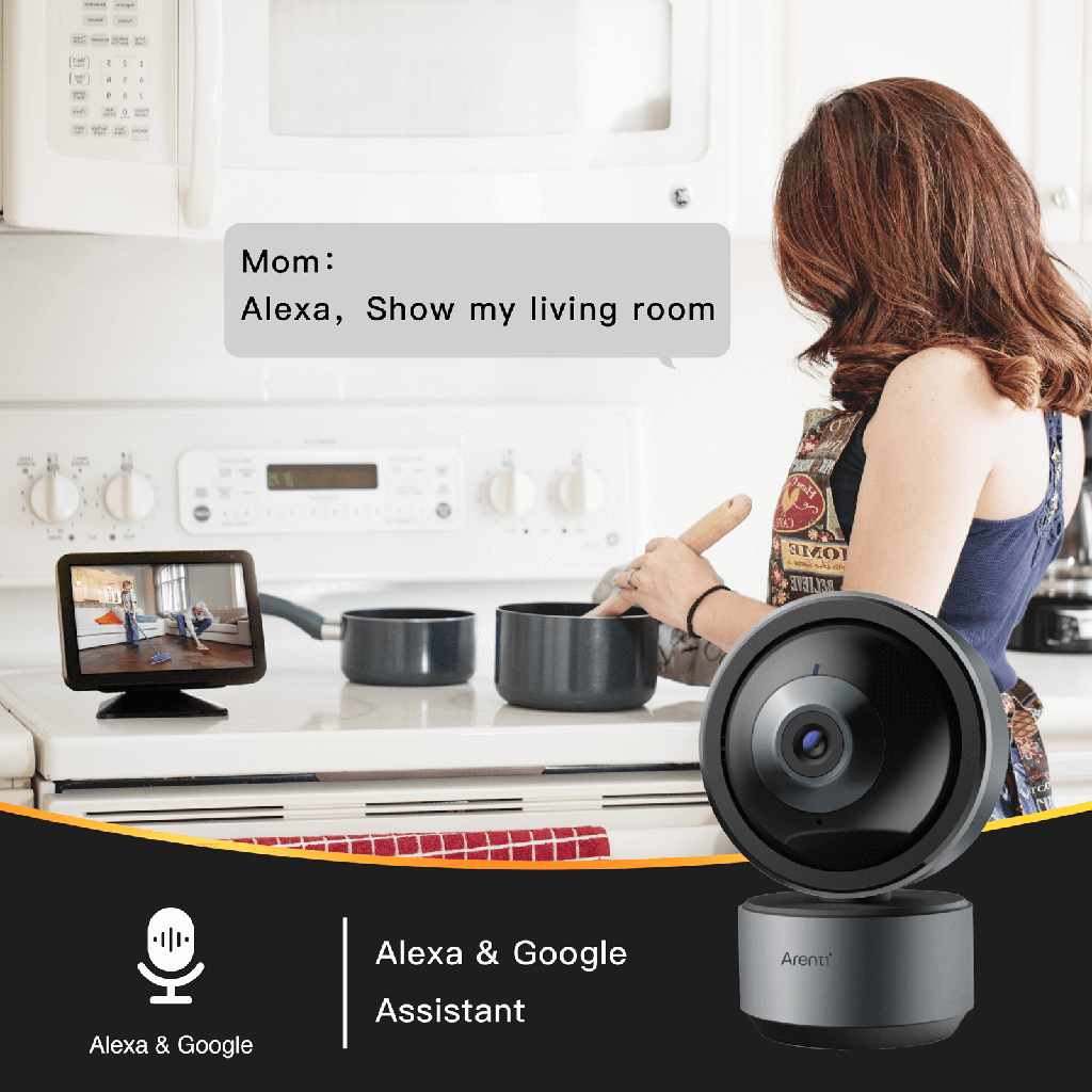 2K Ultra HD Indoor Pan & Tilt Security Camera with Night Vision - Arenti