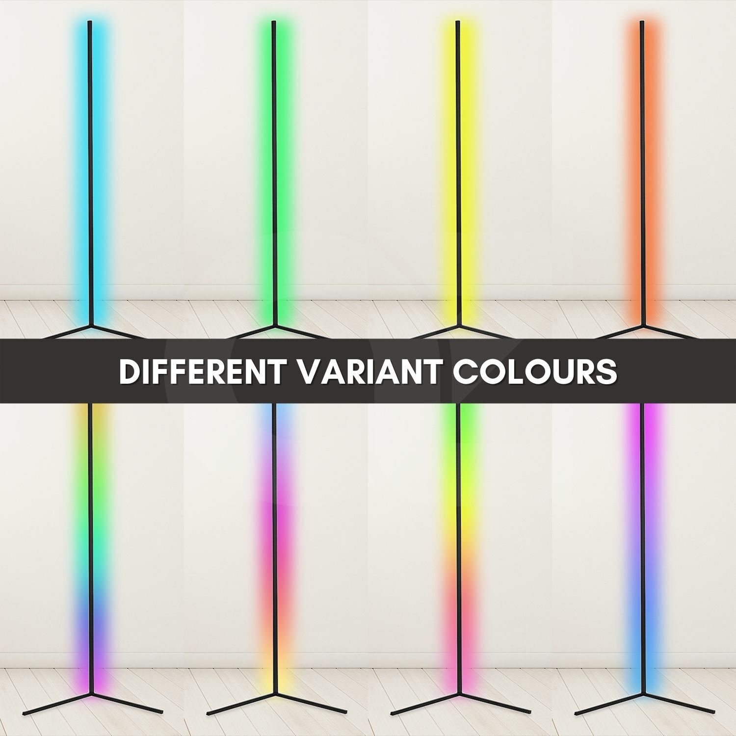 Dimmable RGB LED Corner Floor Lamp, Touch Remote - Gominimo