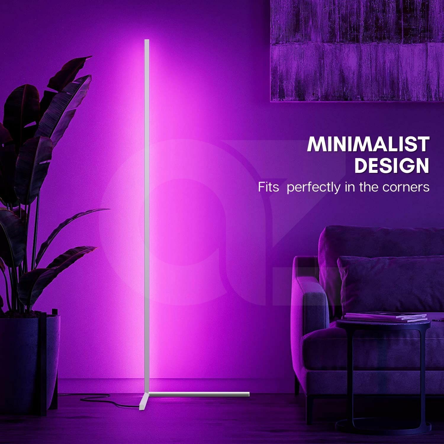 Dimmable RGB LED Corner Floor Lamp, Touch Remote - Gominimo