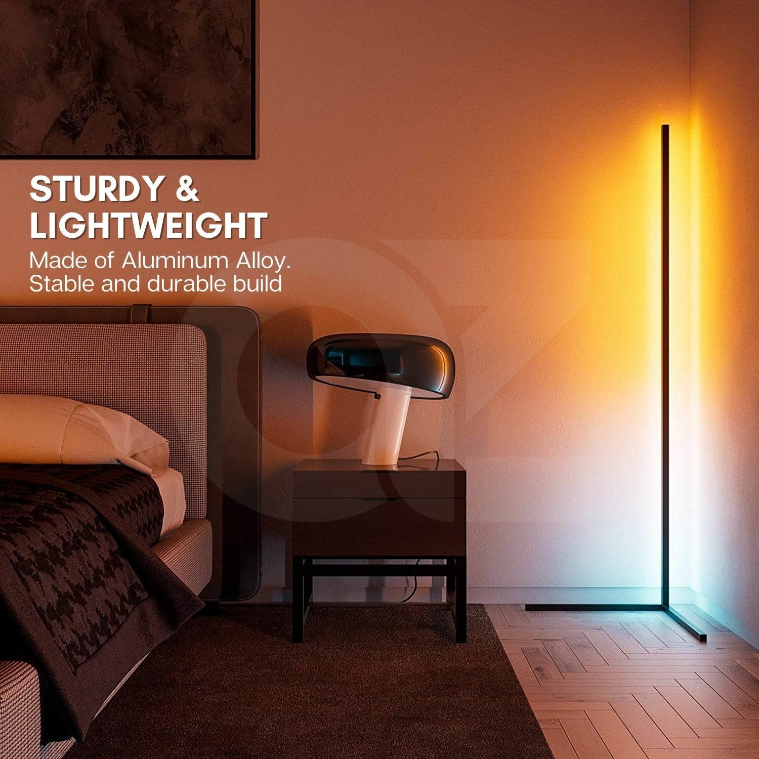 Dimmable RGB LED Corner Floor Lamp, Touch Remote - Gominimo