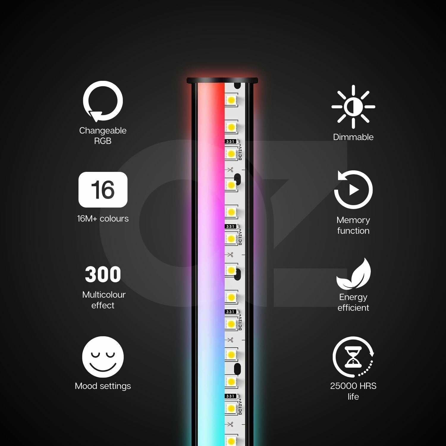 Dimmable RGB LED Corner Floor Lamp, Touch Remote - Gominimo