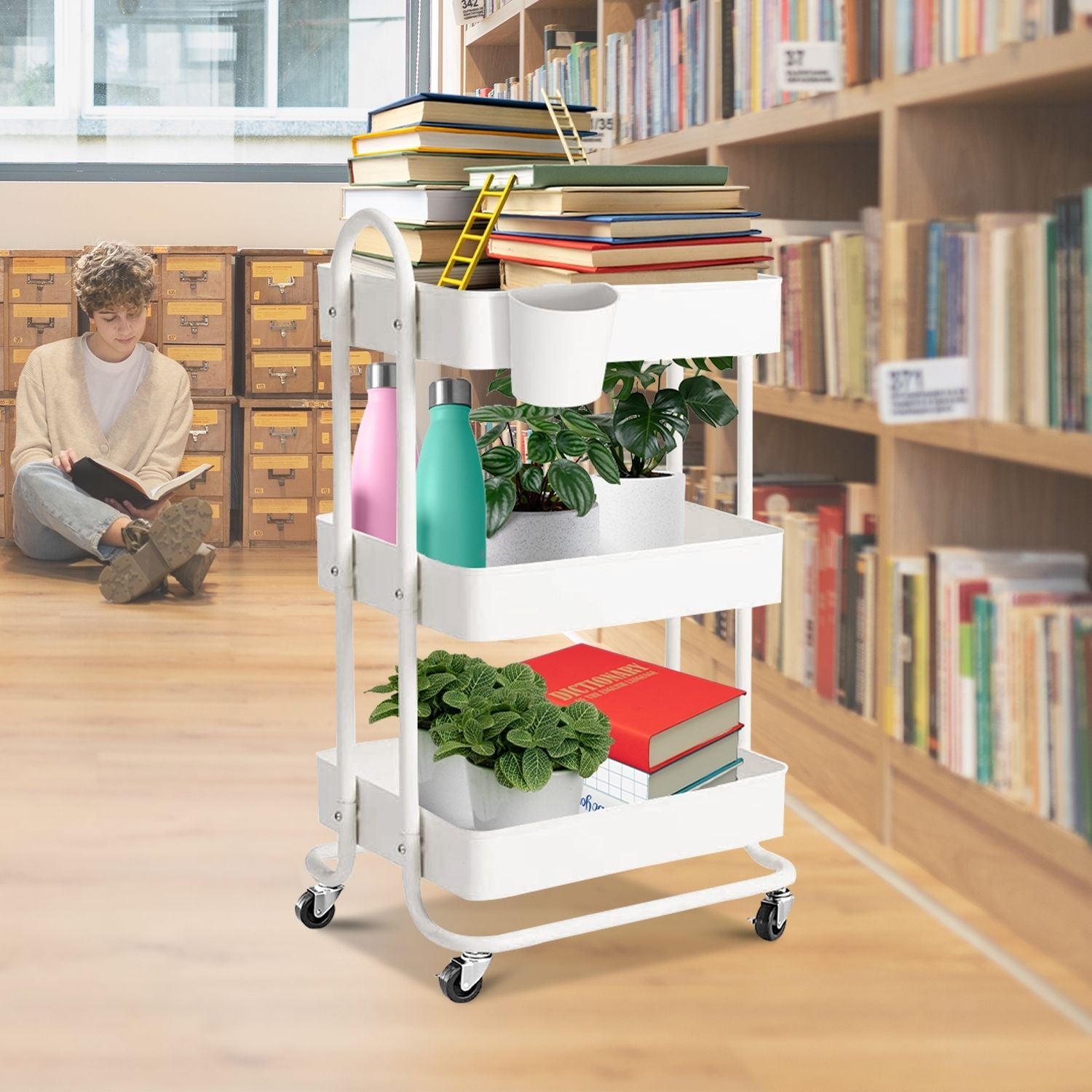 Durable 3-Tier Kitchen Trolley Cart, 45kg Capacity, EKKIO