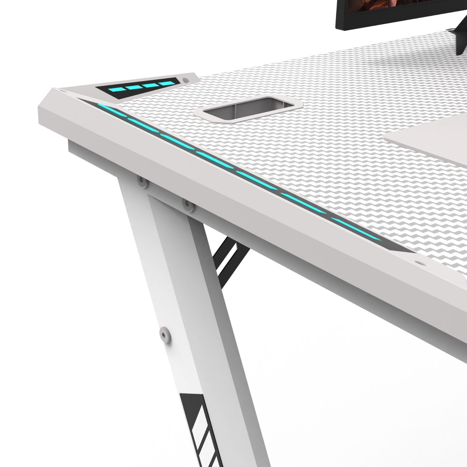 EKKIO RGB Gaming Desk Y Shape White 140cm