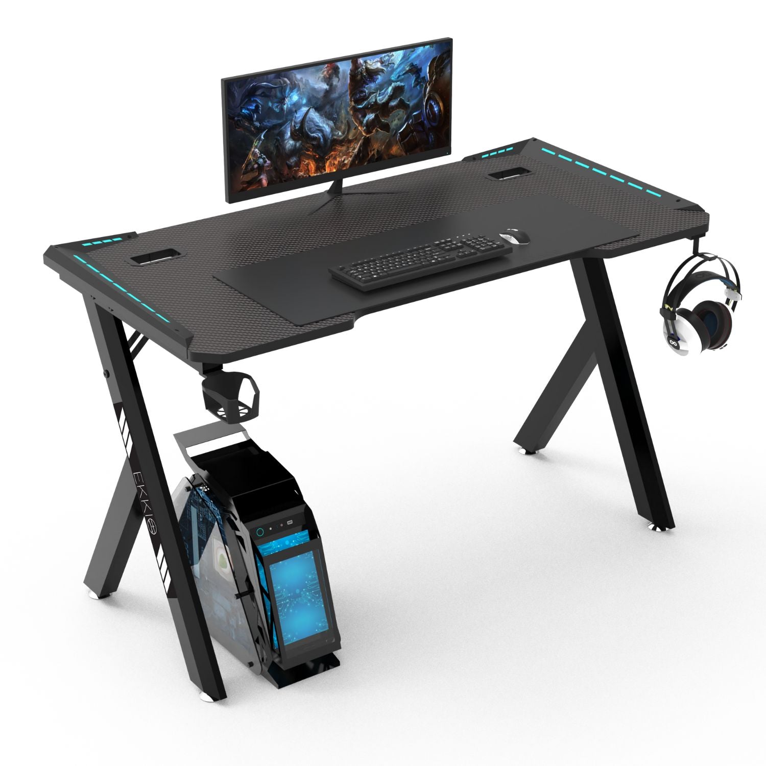 EKKIO RGB Gaming Desk Y Shape Black 100cm