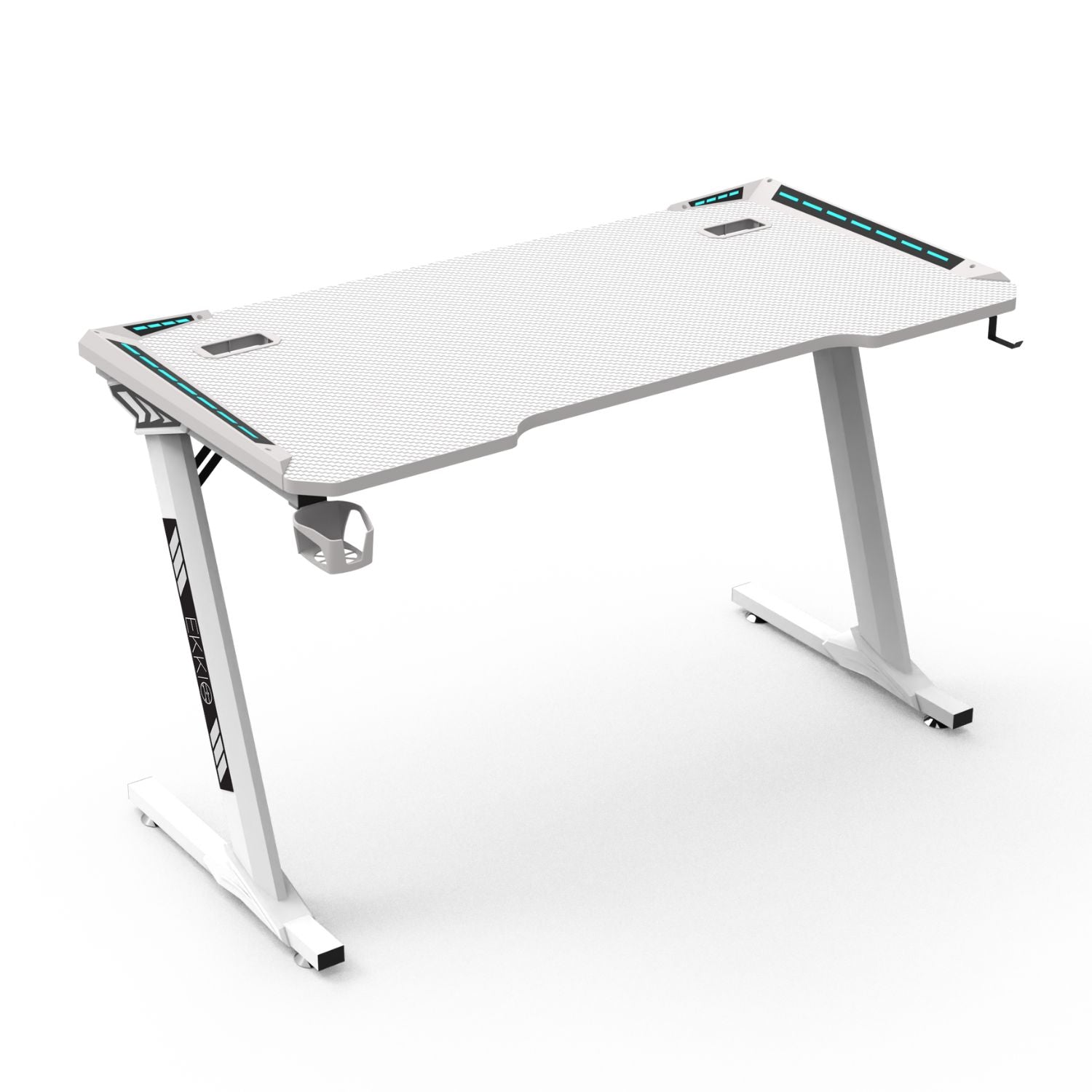 EKKIO RGB Gaming Desk Z Shape White 140cm
