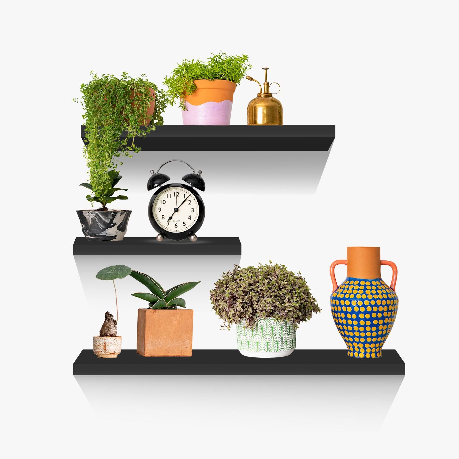 DIY 3-Size MDF Floating Wall Shelf Set - Black Ekkio