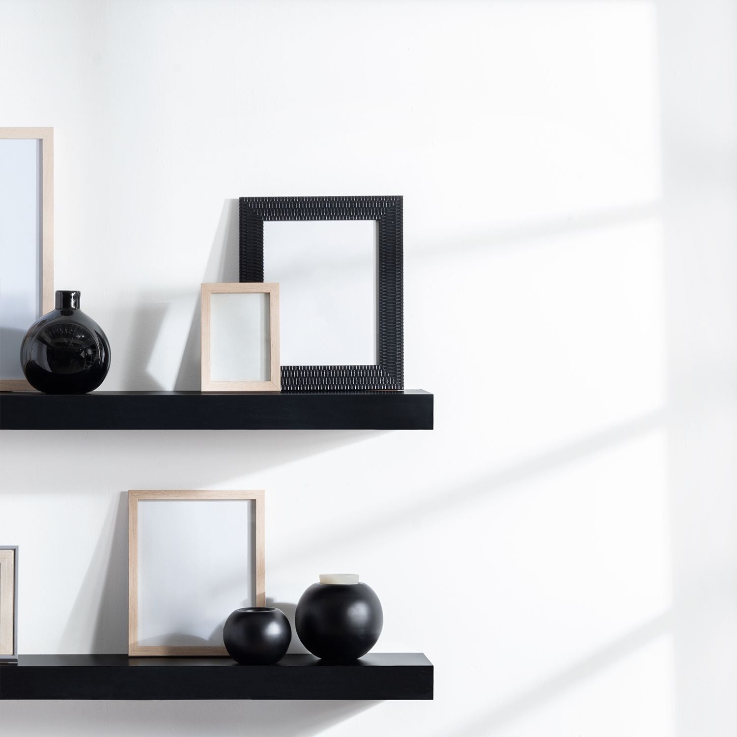 DIY 3-Size MDF Floating Wall Shelf Set - Black Ekkio