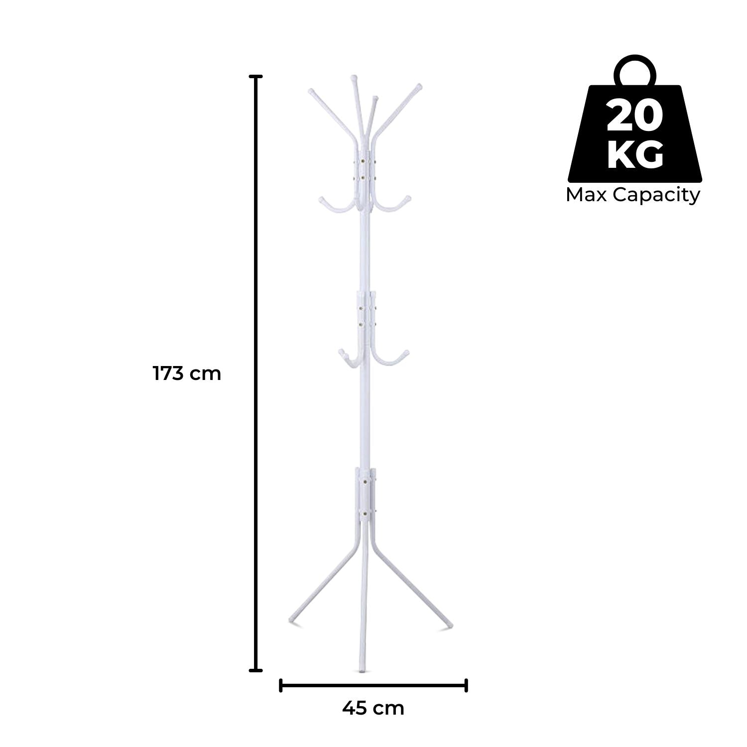 12 Hook Metal Coat Rack Stand w/ 3-Tier Hat Hanger - Ekkio