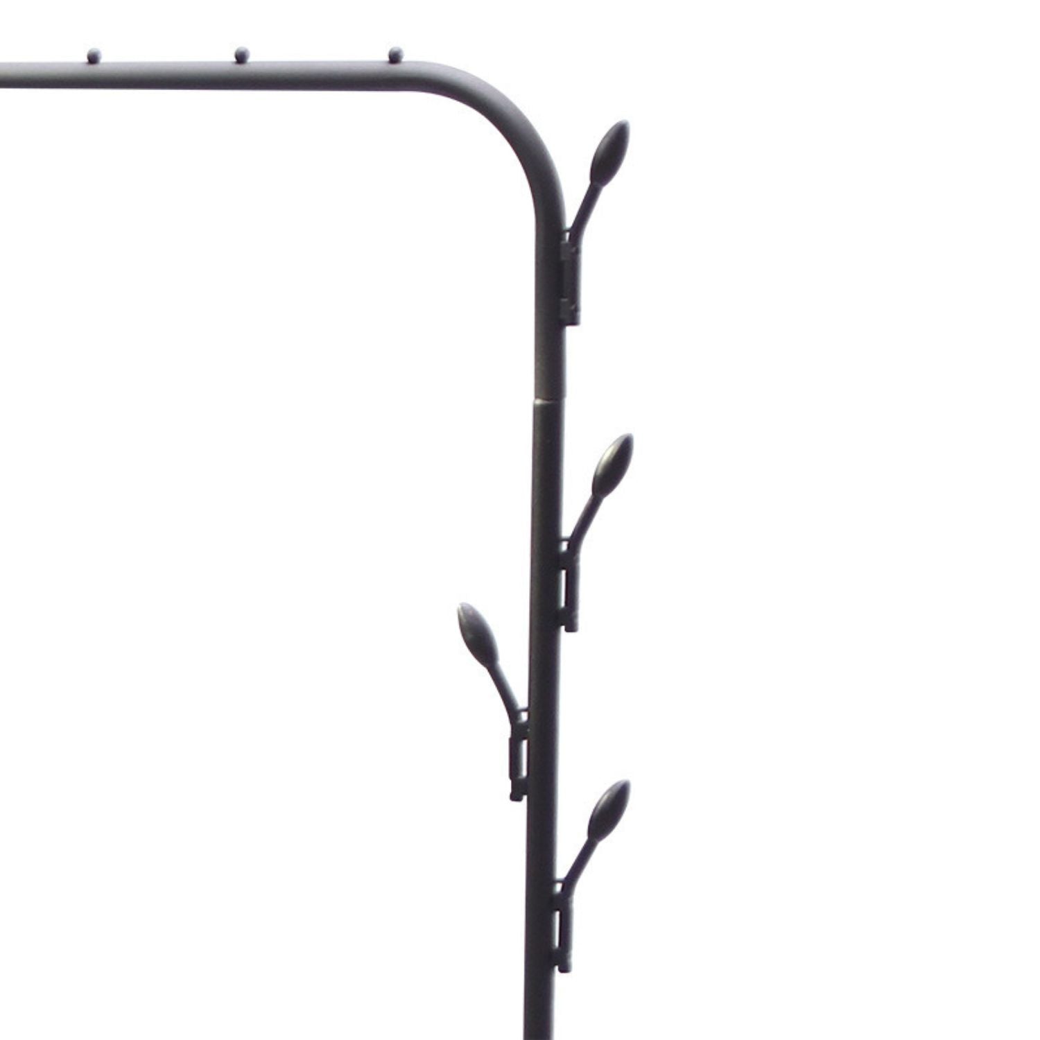 Durable Black Carbon Steel Clothing Rack with Shelf & Anti-Slip