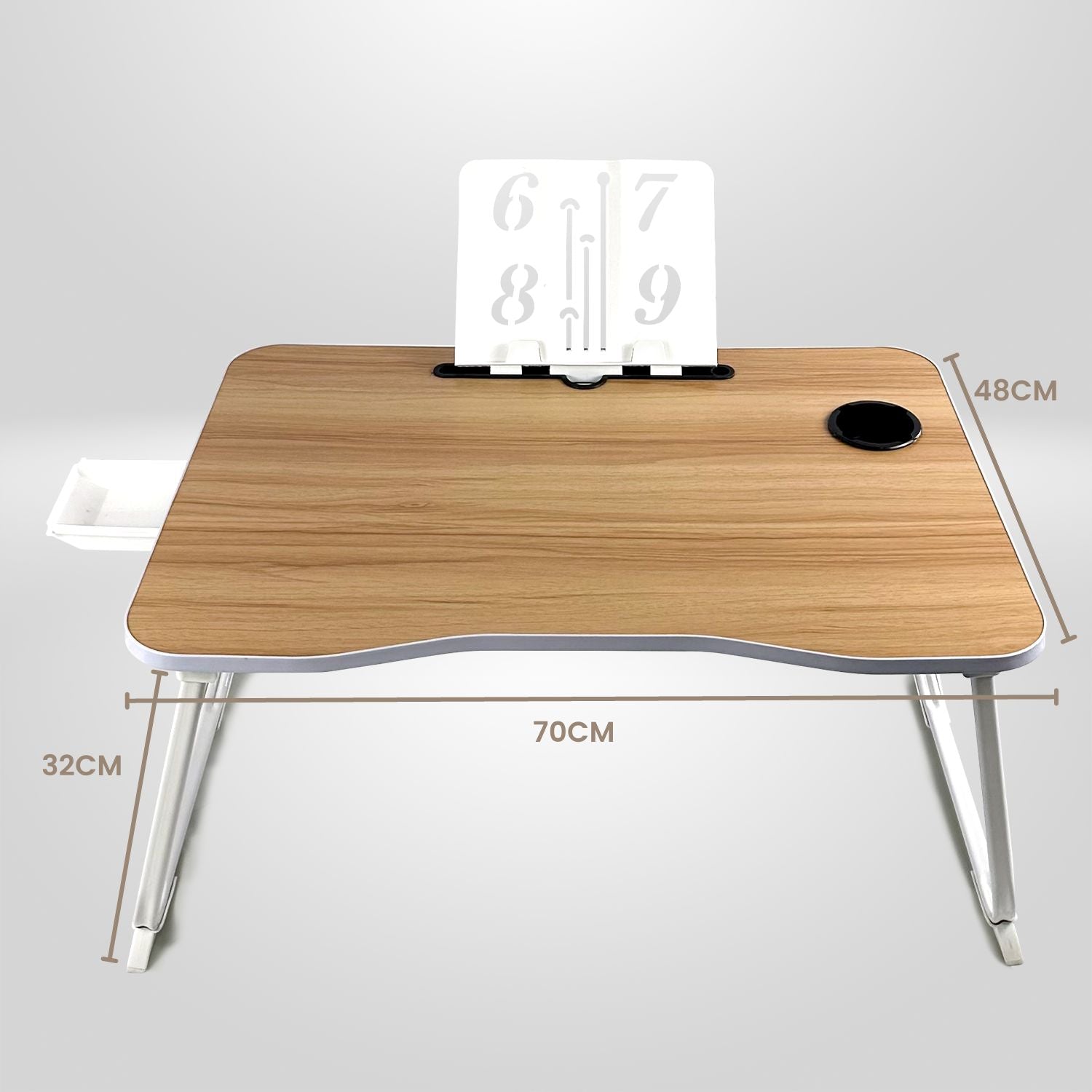 EKKIO Extra Large Multifunctional Portable Bed Tray Laptop Desk (White Oak)