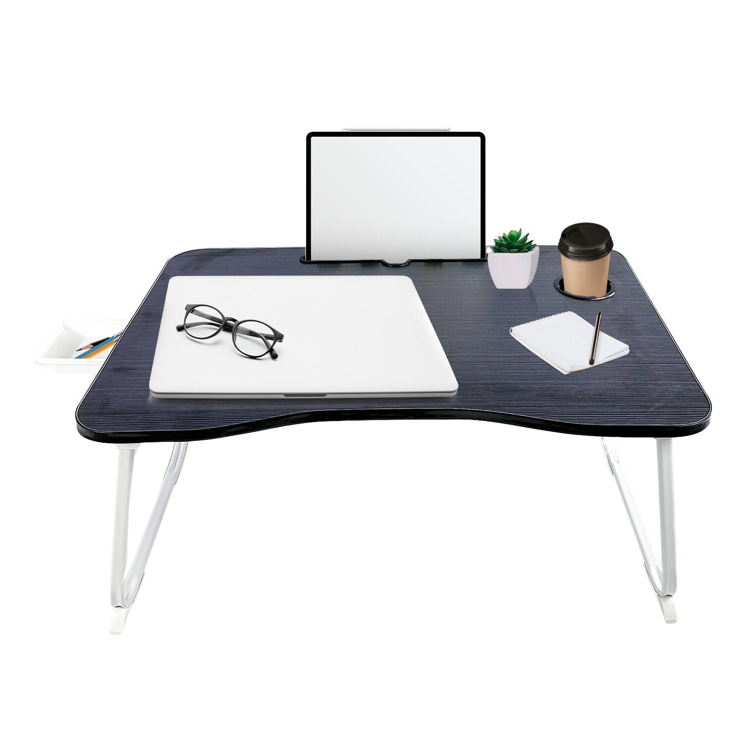 EKKIO Extra Large Multifunctional Portable Bed Tray Laptop Desk (Black)