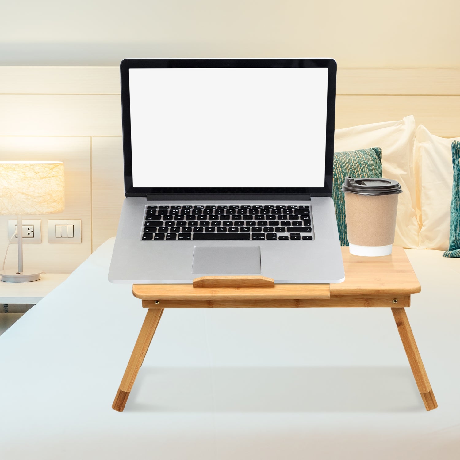 EKKIO Foldable Bamboo Laptop Bed Desk with Handles and Folding Legs