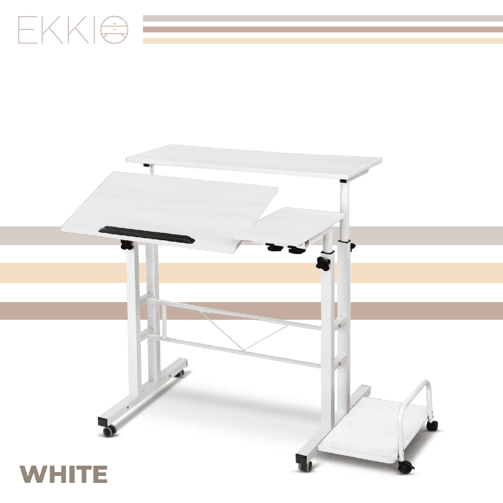 Ekkio Mobile Desk Detachable Sideboard White