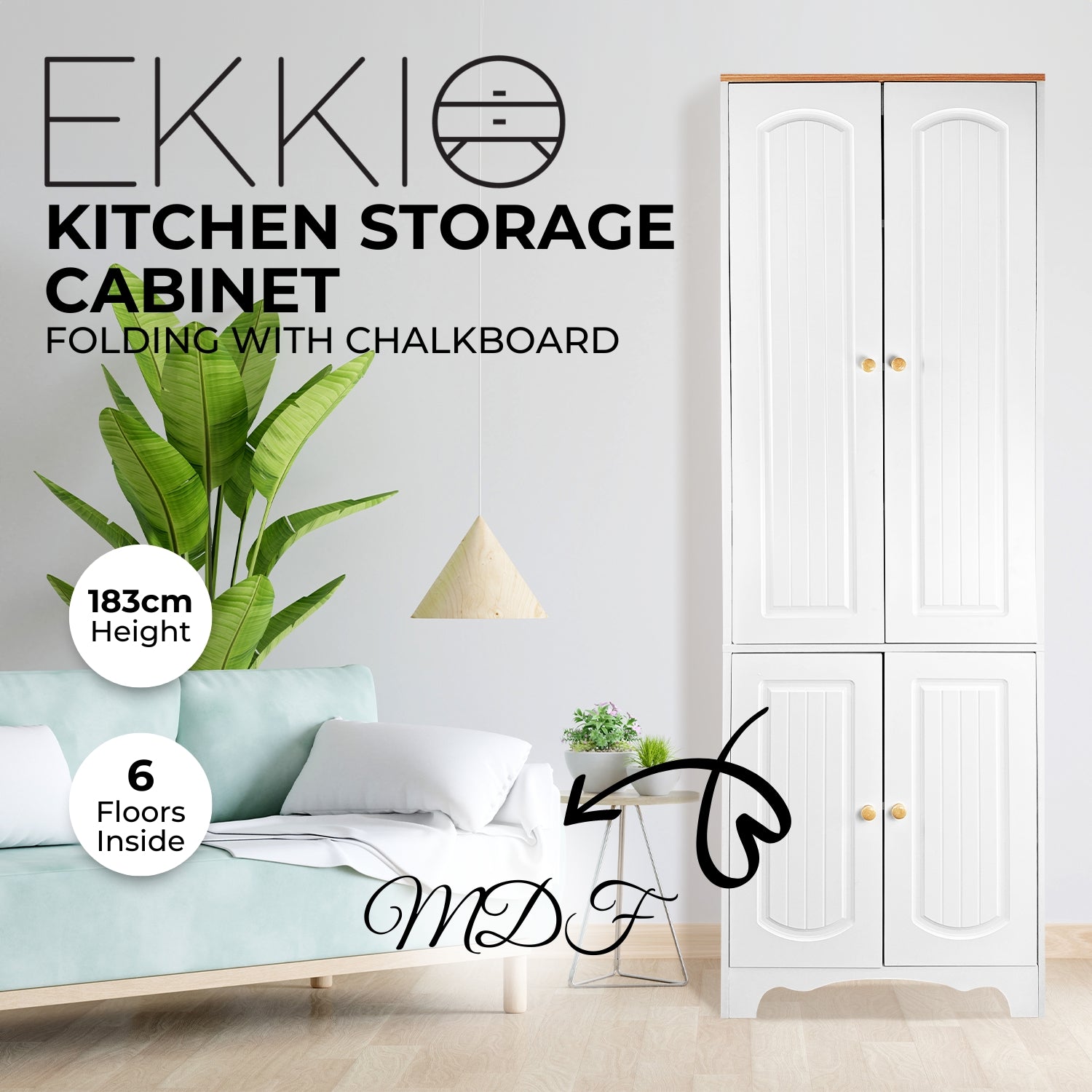 EKKIO Kitchen Storage Cabinet (White)