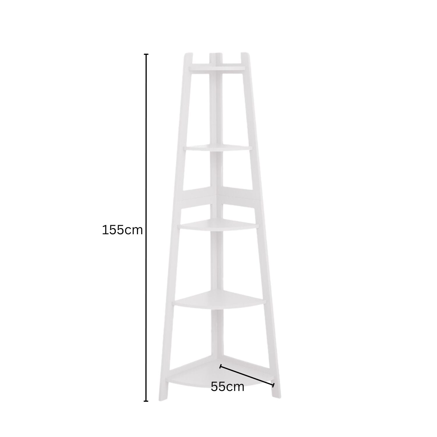 White MDF & Iron 5-Tier Corner Ladder Shelf by Ekkio