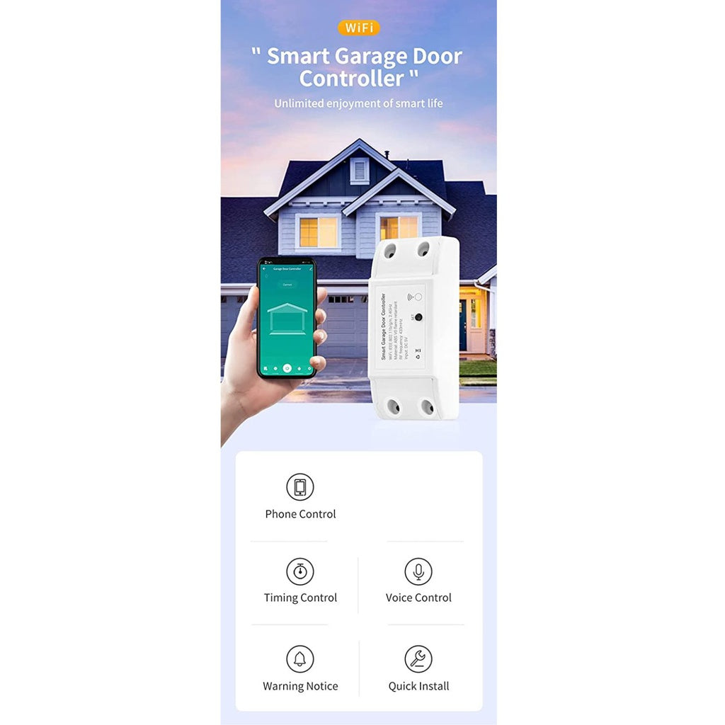Voice Control Smart Wi-Fi Garage Door Opener, Remote Monitoring - GOMINIMO