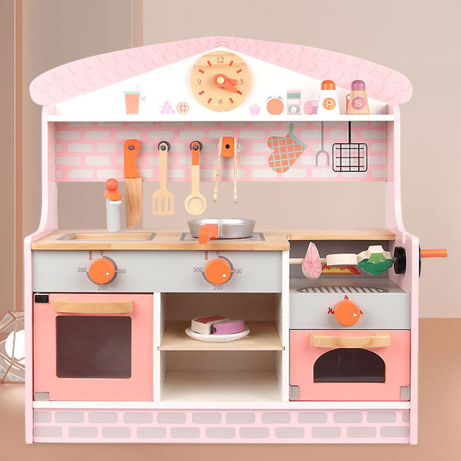 EKKIO Wooden Kitchen Playset for Kids (BBQ Kitchen Set)
