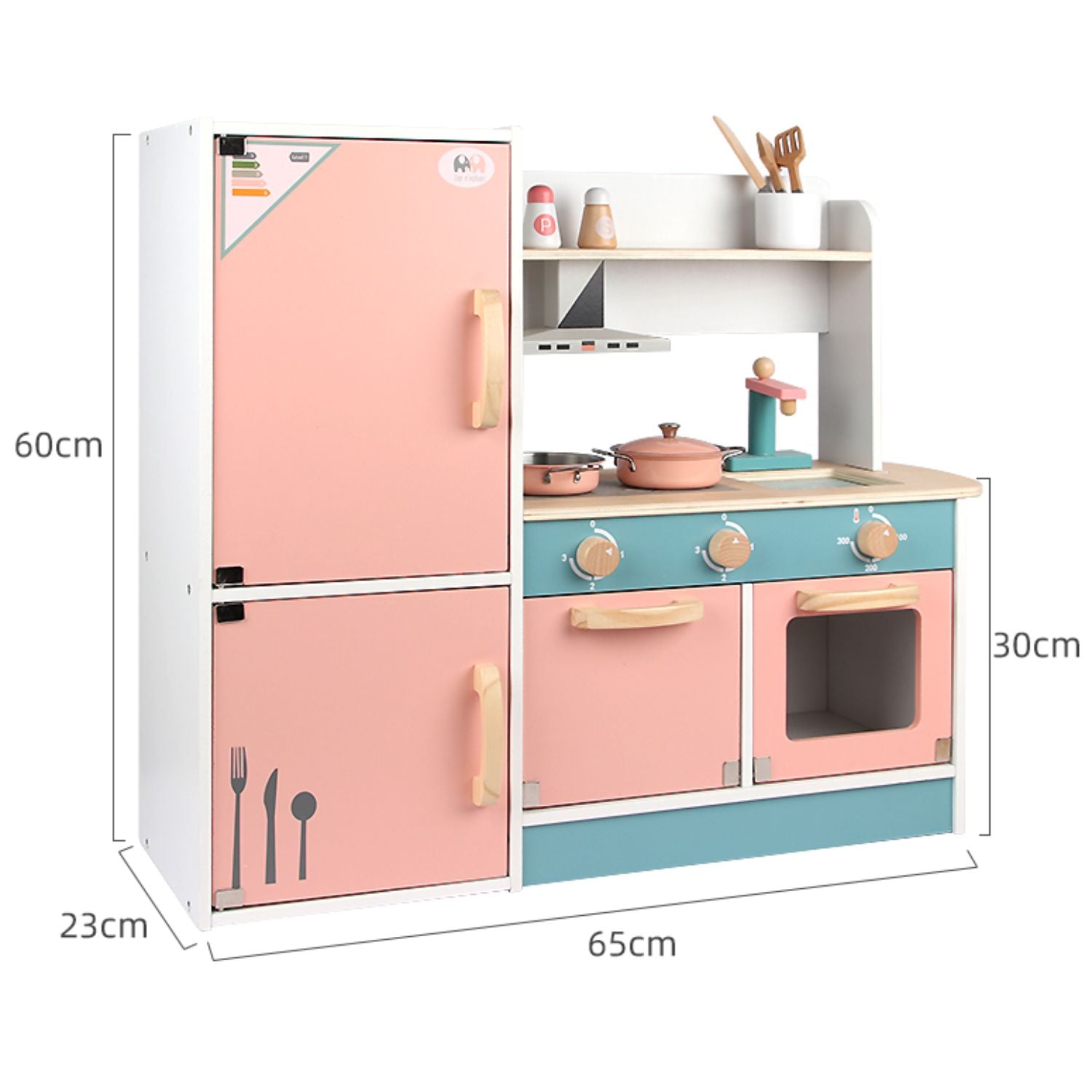 EKKIO Wooden Kitchen Playset for Kids (Refrigerator Kitchen Set)