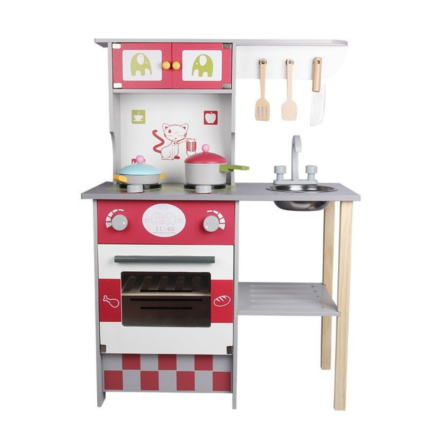 EKKIO Wooden Kitchen Playset for Kids (European Style Kitchen Set)