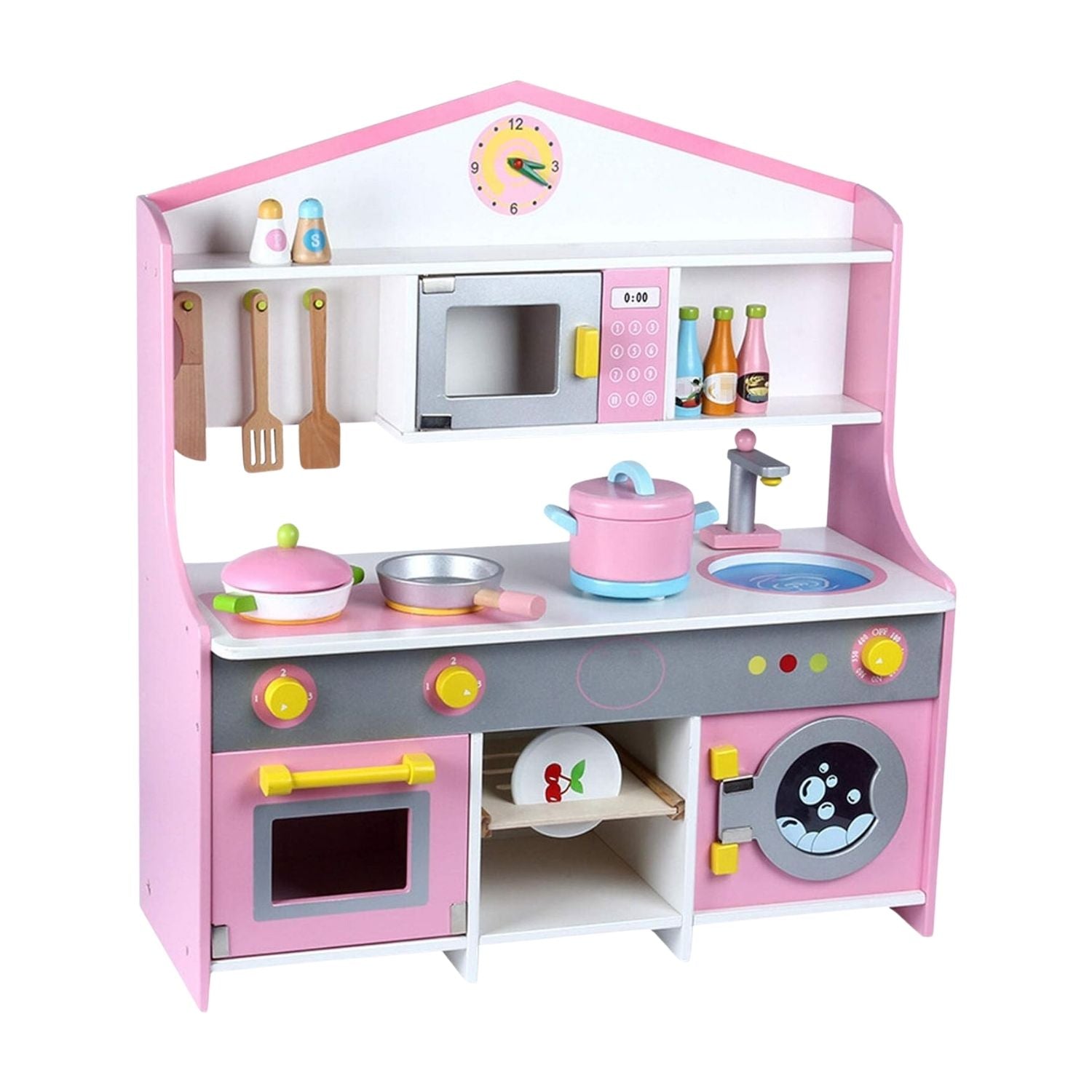 EKKIO Wooden Kitchen Playset for Kids (Japanese Style Kitchen Set, Violet)