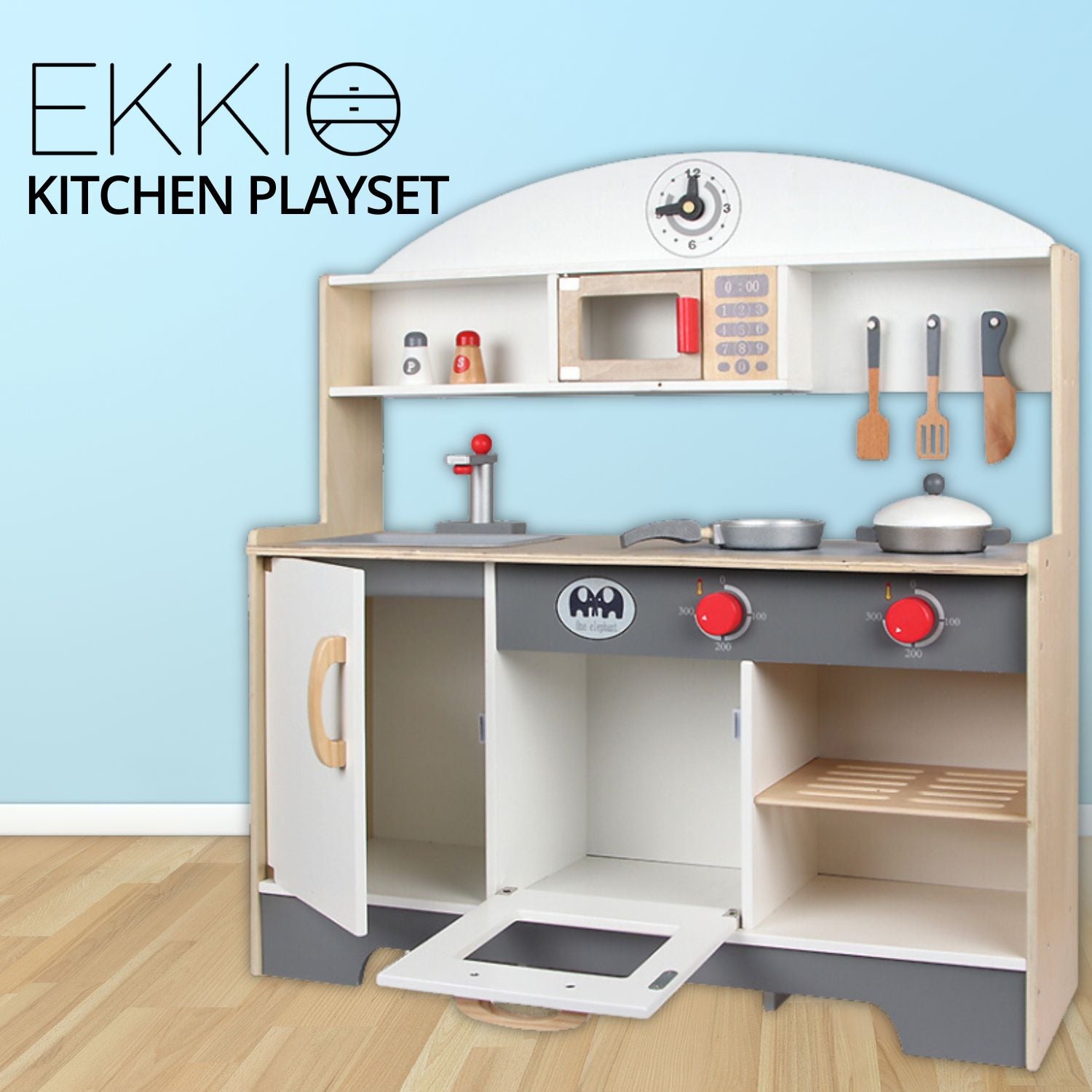 EKKIO Wooden Kitchen Playset for Kids (Minimalist)
