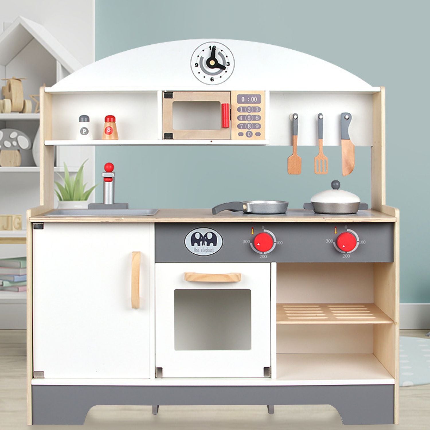 EKKIO Wooden Kitchen Playset for Kids (Minimalist)