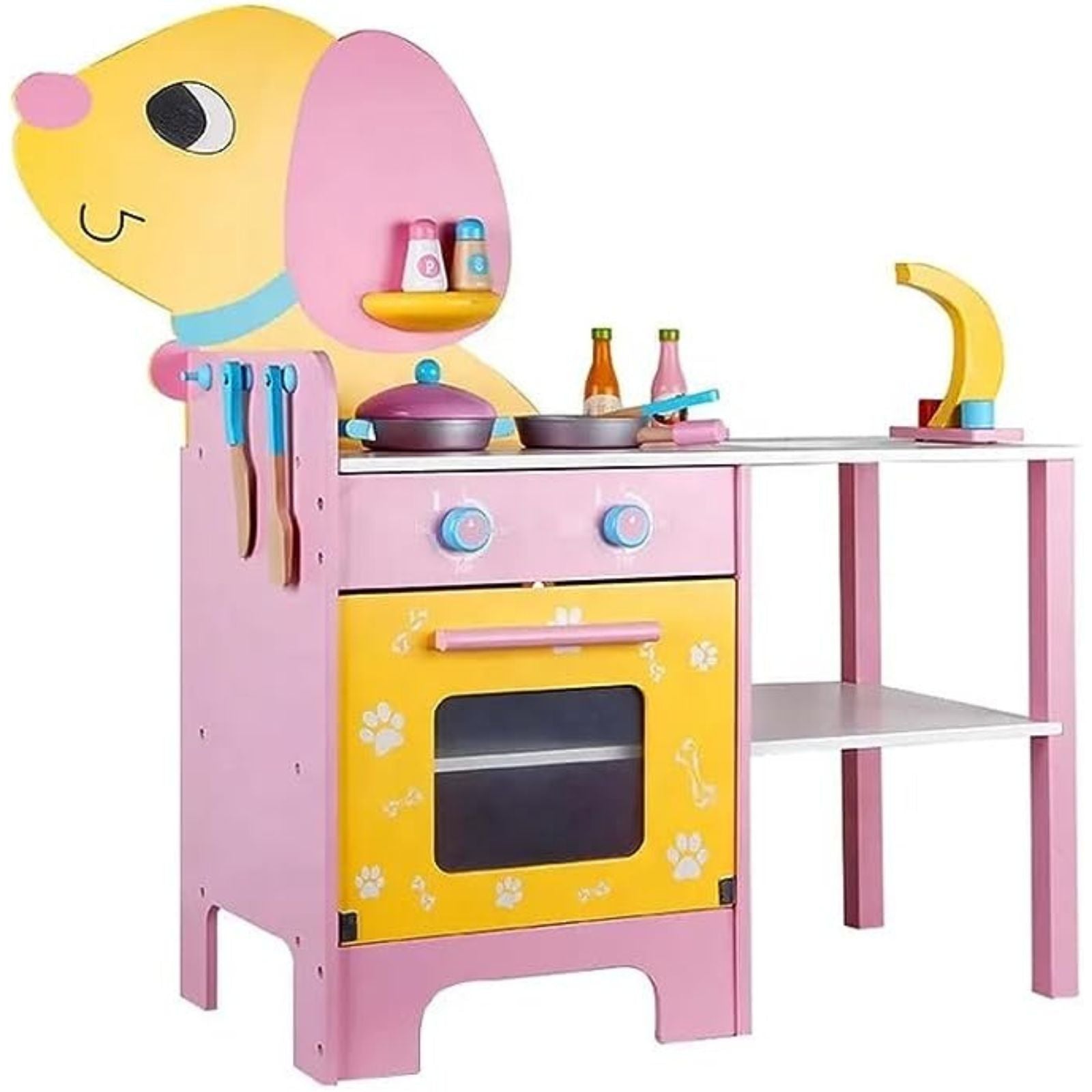 EKKIO Wooden Kitchen Playset for Kids (Puppy Shape Kitchen Set)