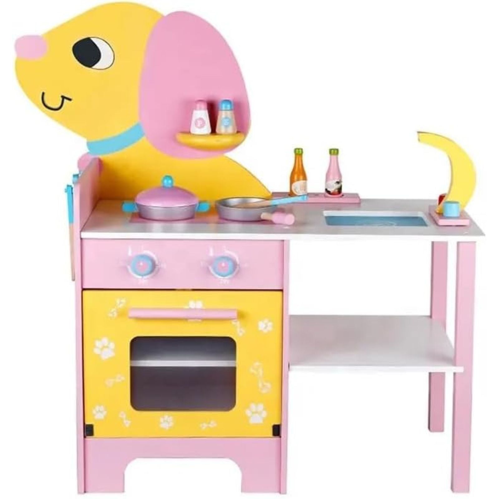 EKKIO Wooden Kitchen Playset for Kids (Puppy Shape Kitchen Set)