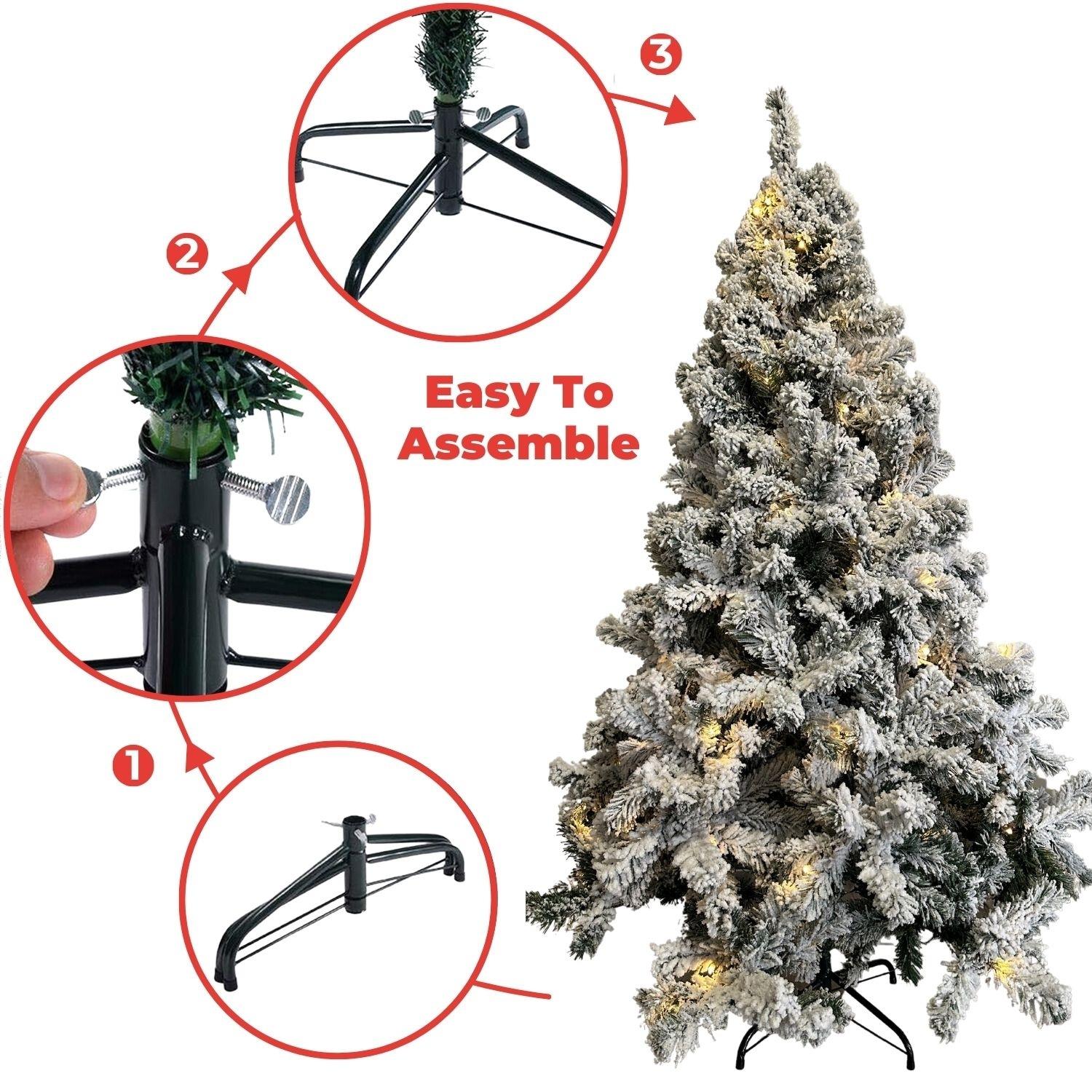 Snowy 1.8m Artificial LED Christmas Tree, Safe, Thick PVC Branches - Festiss