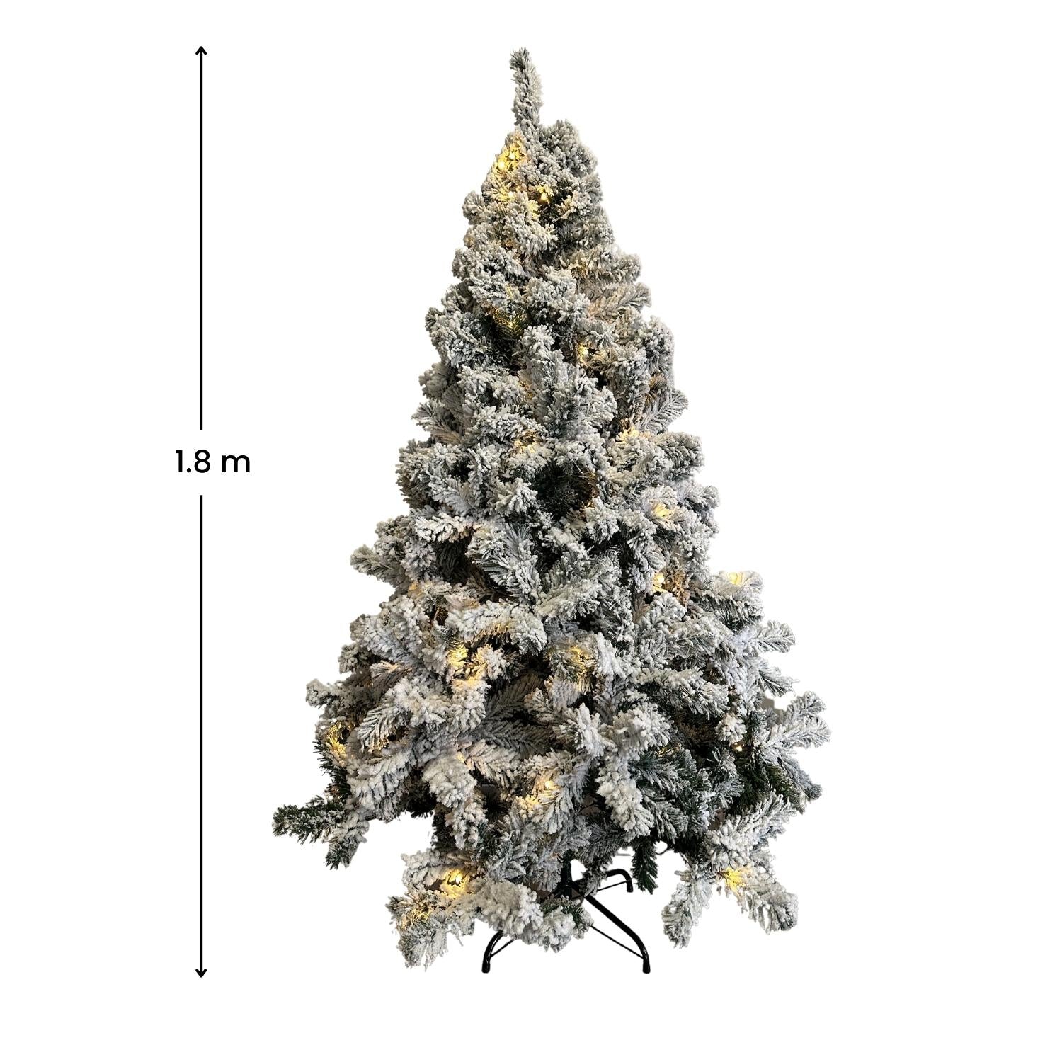 Snowy 1.8m Artificial LED Christmas Tree, Safe, Thick PVC Branches - Festiss