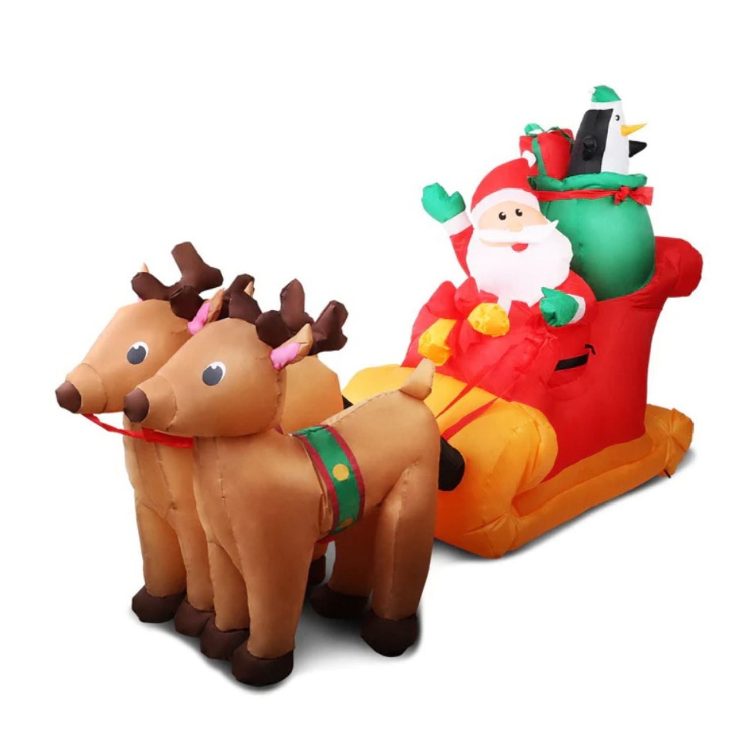 LED Santa and Reindeer Inflatable 2.2m, 210T Polyester, Festiss