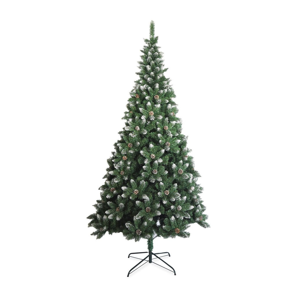 2.4m Snow-Sprayed Christmas Tree with Pine Cones - Festiss