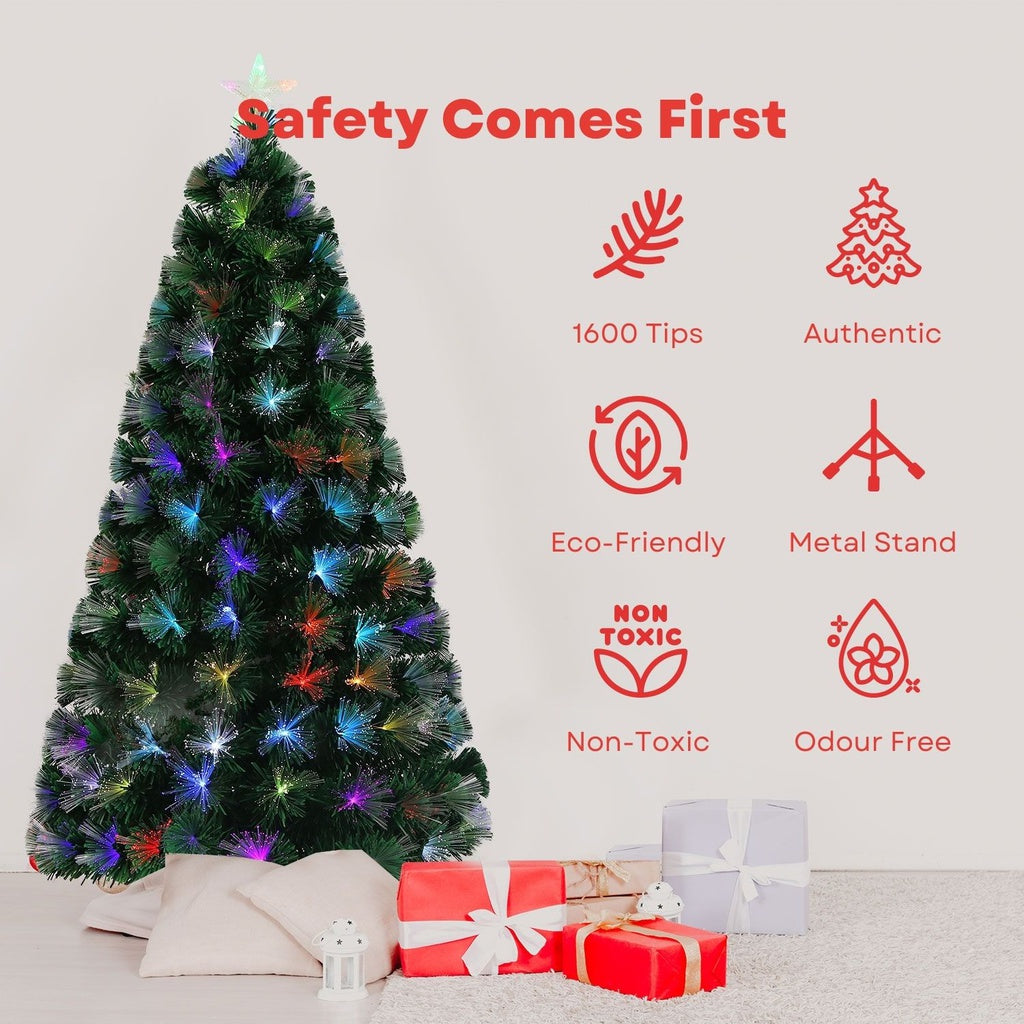 1.8m Fiber Optic Artificial Christmas Tree PVC Metal Base