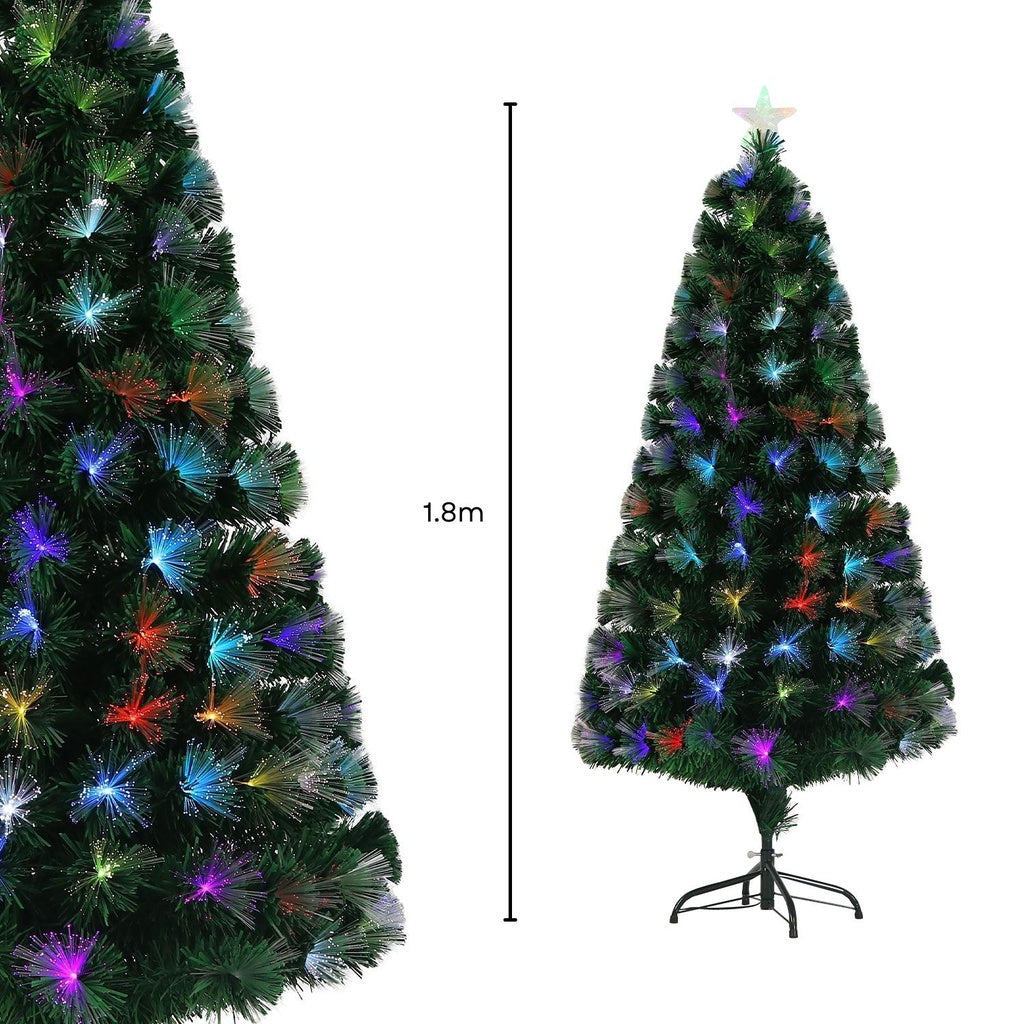 1.8m Fiber Optic Artificial Christmas Tree PVC Metal Base