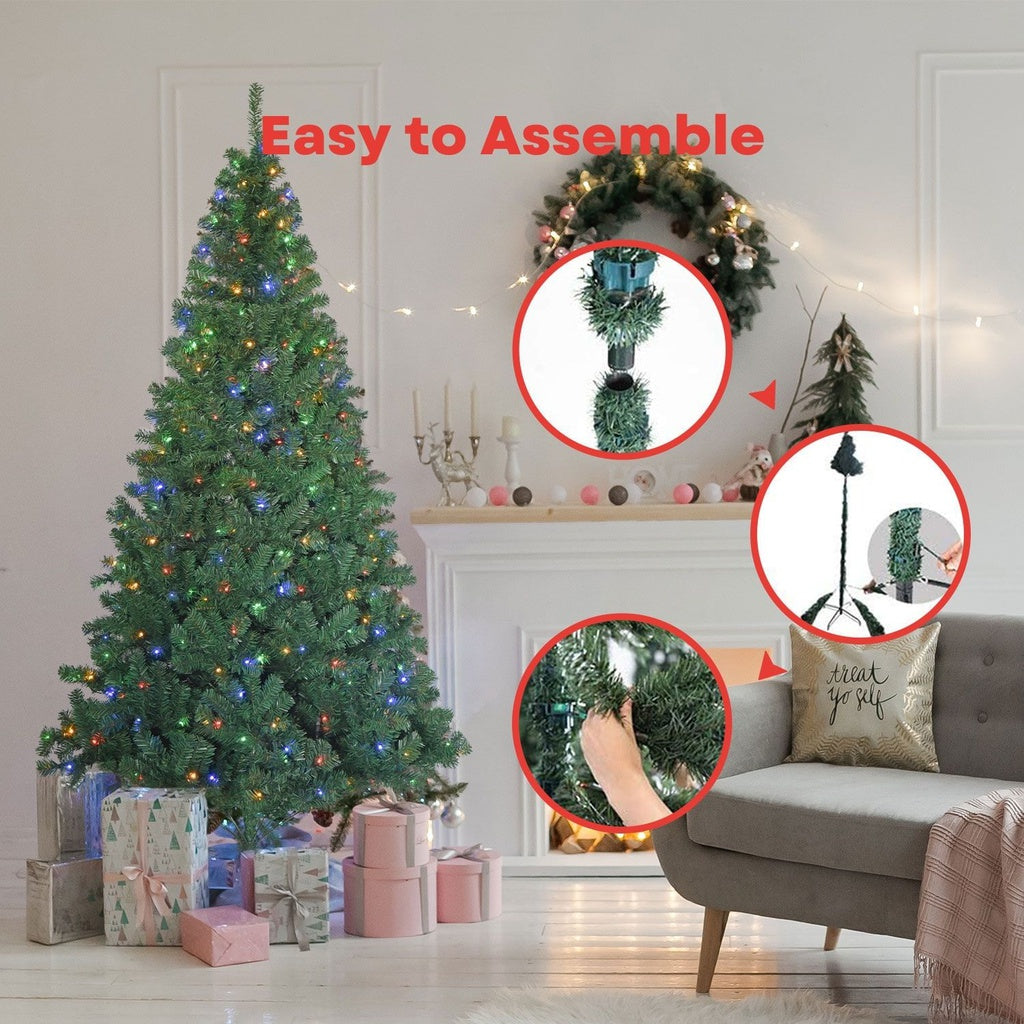 2.4m PVC Christmas Tree with 4 Colour LED, 450 Lights