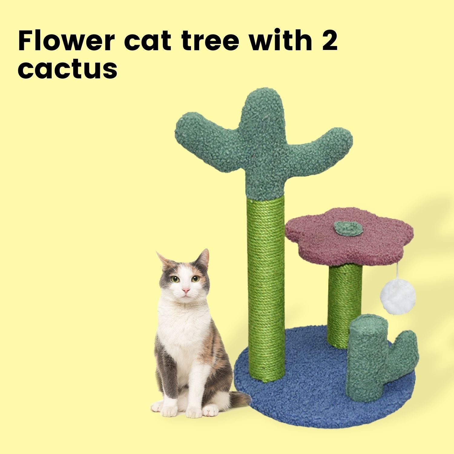 Floofi Flower Cat Tree with 2 Cactus 50cm