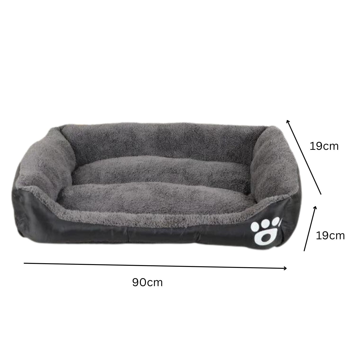 FLOOFI Pet Bed Square XL Size (Black+Dark Grey)