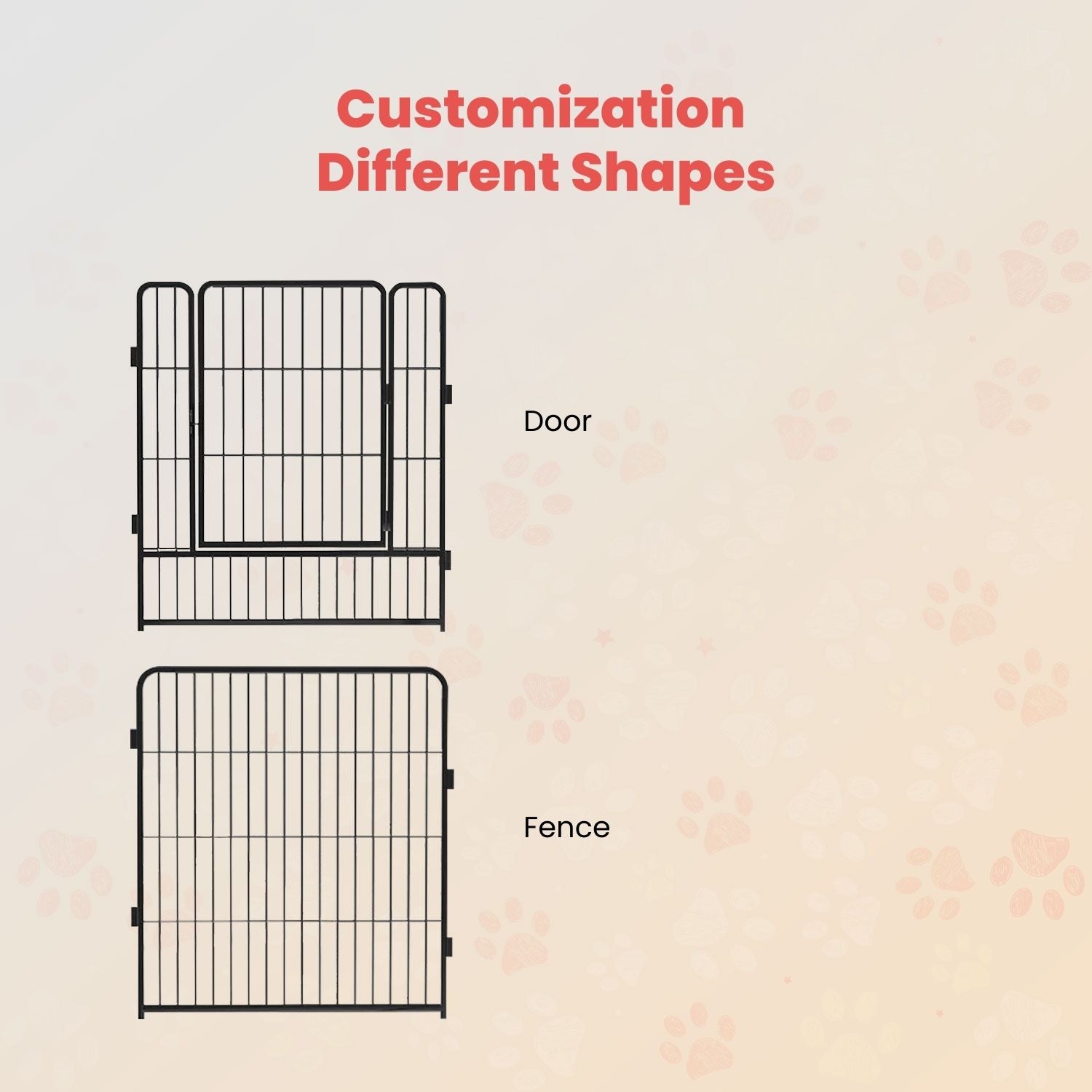 Multifunctional Pet Playpen, 8-Panel Steel Fence - Floofi